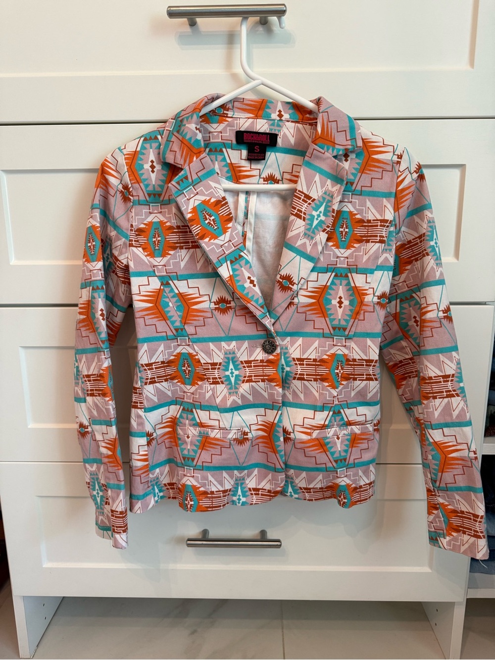 Rock and Roll Cowgirl Aztec Print Blazer Jacket - S